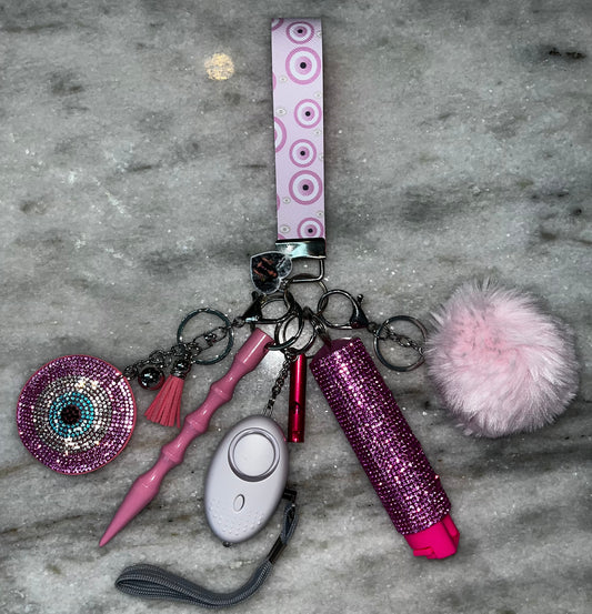 Light Pink Evil Eye Keychain