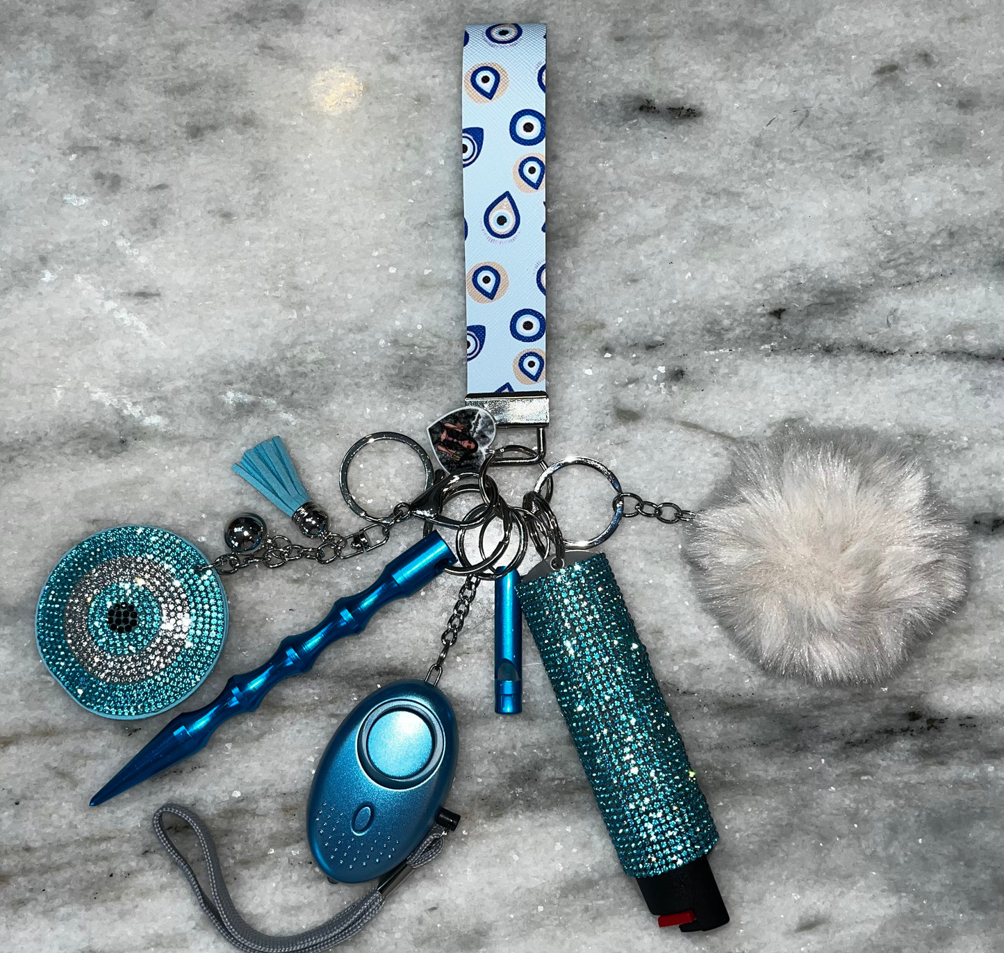 Light Blue Evil Eye Keychain