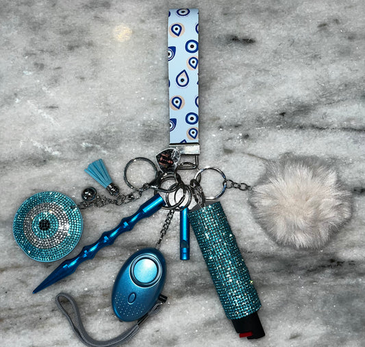 Light Blue Evil Eye Keychain