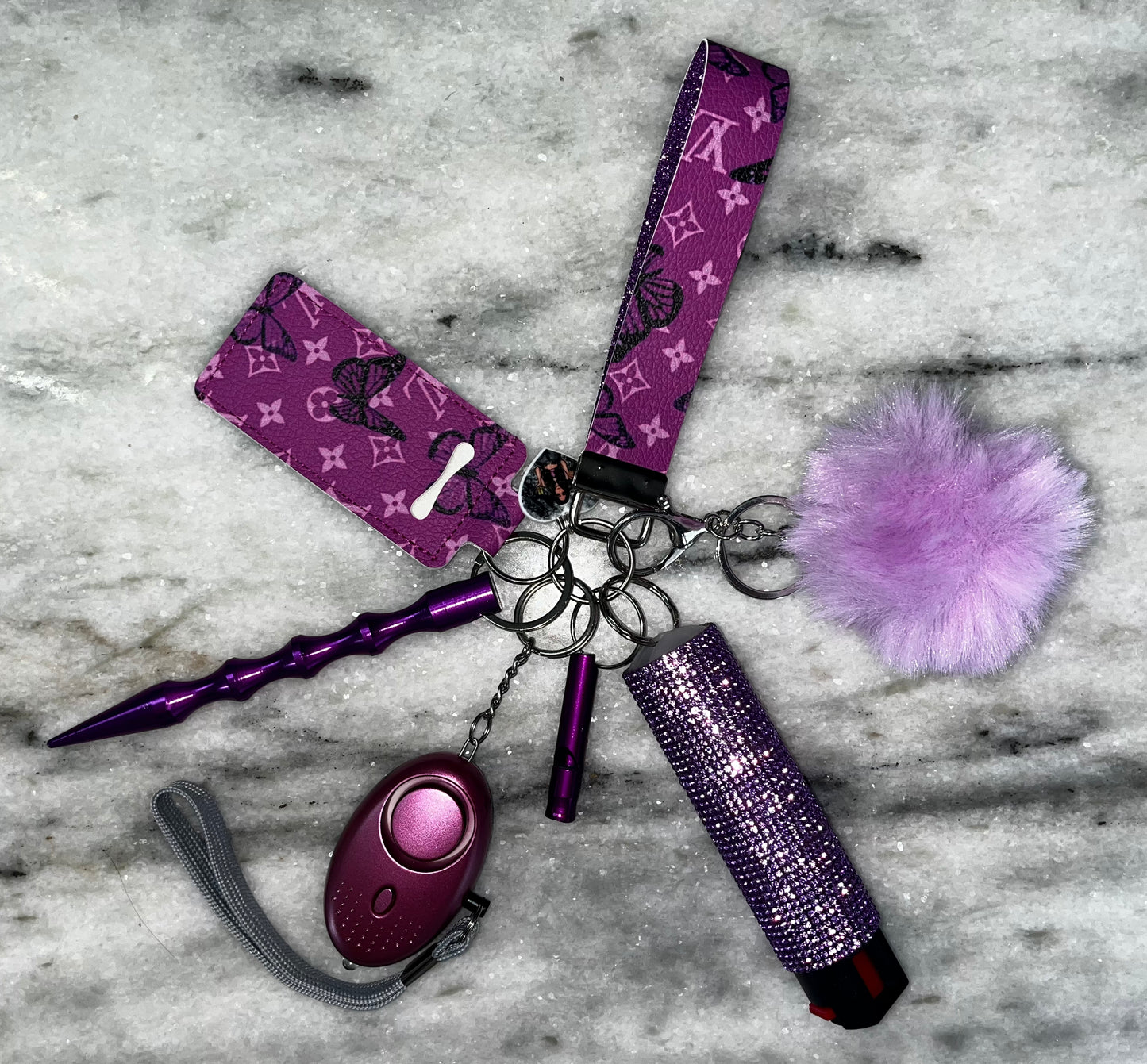 Purple Butterfly Affect Keychain
