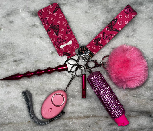Pink Butterfly Affect Keychain